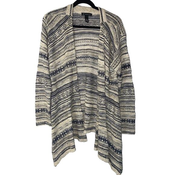 INC International Concepts Womens size XL Open Knit Sweater Cardigan Fair Isle - Picture 1 of 4